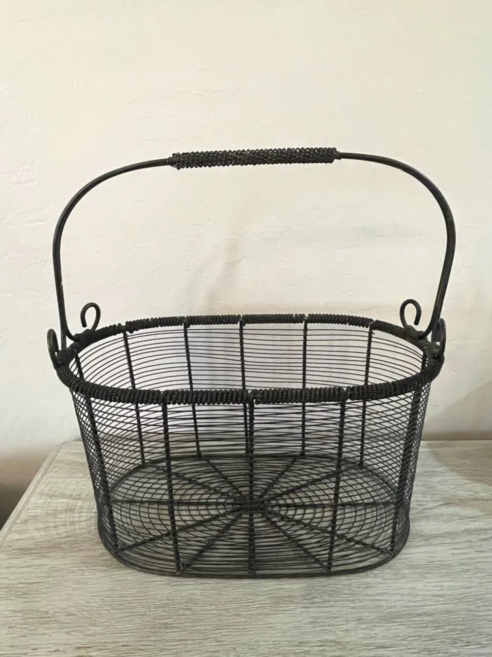 Large Wire Metal Basket Sturdy With Handle